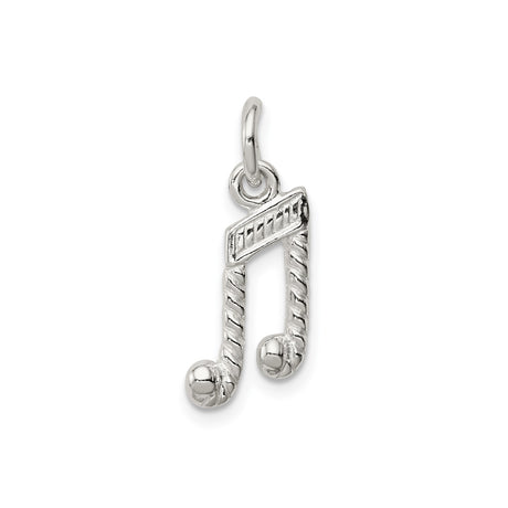 Sterling Silver Music Note Pendant, Textured Double Eighth Note Charm for Necklace or Bracelet