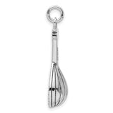 Sterling Silver Mandolin Pendant Charm with Detailed Strings and Musical Design
