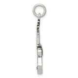 Sterling Silver Guitar Pendant, Detailed Acoustic Instrument Charm for Music Lovers and Musicians
