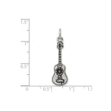 Sterling Silver Guitar Pendant, Detailed Acoustic Instrument Charm for Music Lovers and Musicians