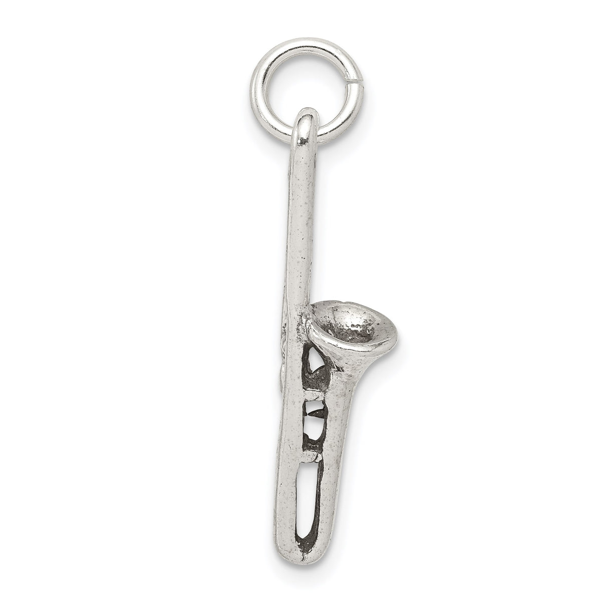 Sterling Silver Trombone Pendant with Detailed Miniature Instrument Design, Unisex Music Lover Jewelry