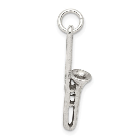 Sterling Silver Trombone Pendant with Detailed Miniature Instrument Design, Unisex Music Lover Jewelry