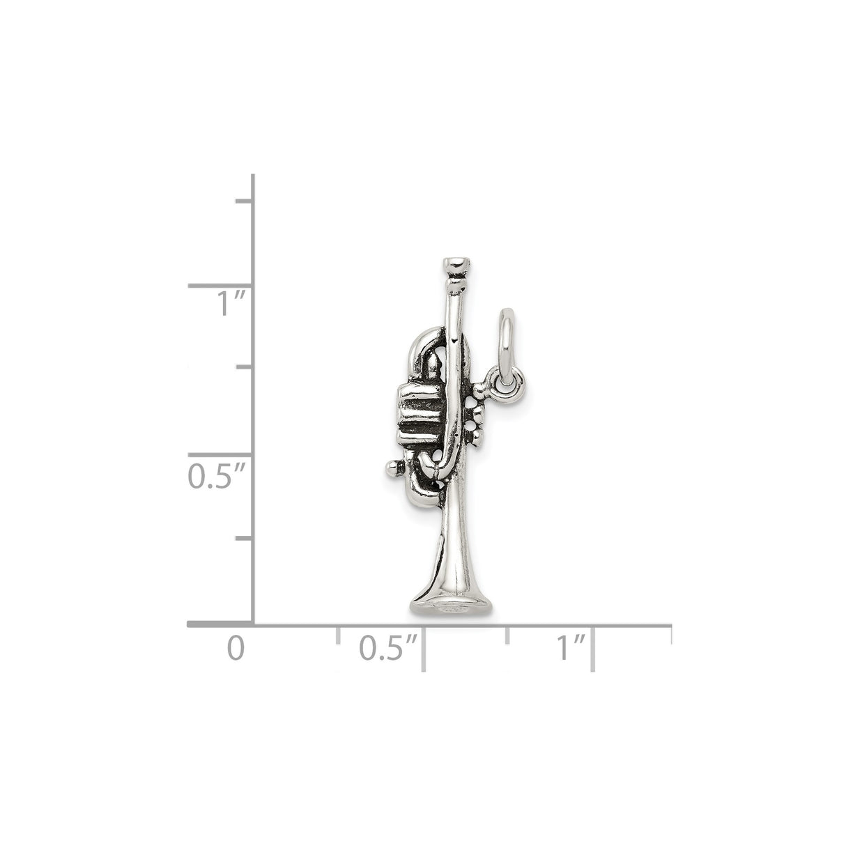 Sterling Silver Trumpet Pendant Charm, Mini Instrument Jewelry for Musicians and Jazz Fans