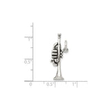 Sterling Silver Trumpet Pendant Charm, Mini Instrument Jewelry for Musicians and Jazz Fans