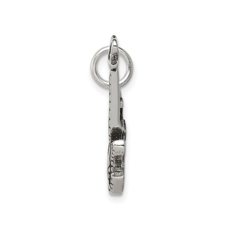 Sterling Silver Electric Guitar Pendant, Detailed Rock Music Charm, Unisex Musician Jewelry