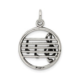 Sterling Silver Pendant with Treble Clef and Eighth Notes, Musical Symbol Design