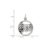 Sterling Silver Pendant with Treble Clef and Eighth Notes, Musical Symbol Design