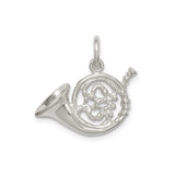Sterling Silver French Horn Pendant with Coiled Tubing Detail, Music Jewelry for Musicians and Music Lovers