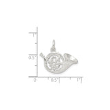 Sterling Silver French Horn Pendant with Coiled Tubing Detail, Music Jewelry for Musicians and Music Lovers