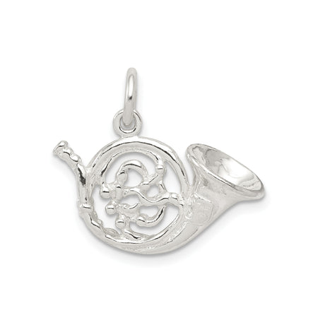 Sterling Silver French Horn Pendant with Coiled Tubing Detail, Music Jewelry for Musicians and Music Lovers
