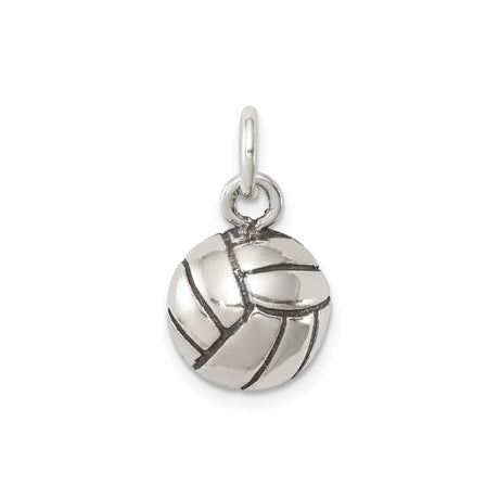 Sterling Silver Volleyball Pendant Charm with 3D Detailed Design for Women or Unisex