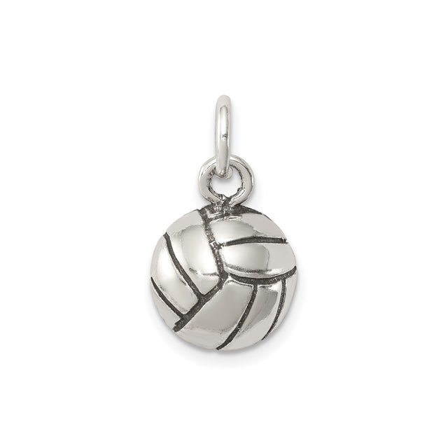 Sterling Silver Volleyball Pendant Charm with 3D Detailed Design for Women or Unisex