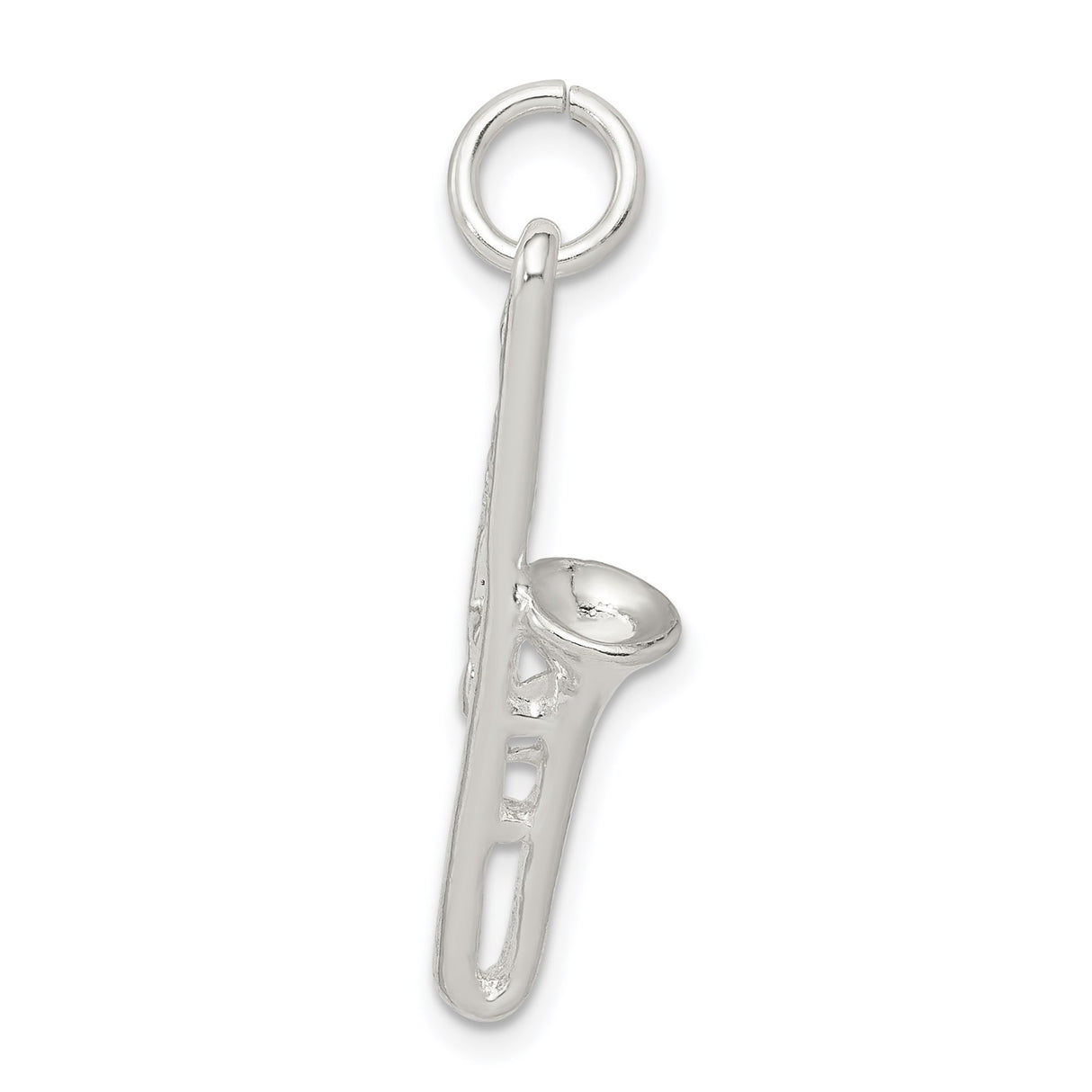 Sterling Silver Trombone Pendant Charm, 3D Musical Instrument Jewelry for Musicians and Jazz Lovers