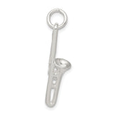 Sterling Silver Trombone Pendant Charm, 3D Musical Instrument Jewelry for Musicians and Jazz Lovers