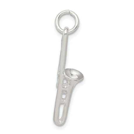 Sterling Silver Trombone Pendant Charm, 3D Musical Instrument Jewelry for Musicians and Jazz Lovers