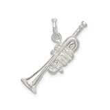 Sterling Silver Trumpet Charm Pendant, Miniature Music Symbol Jewelry for Musicians and Jazz Lovers
