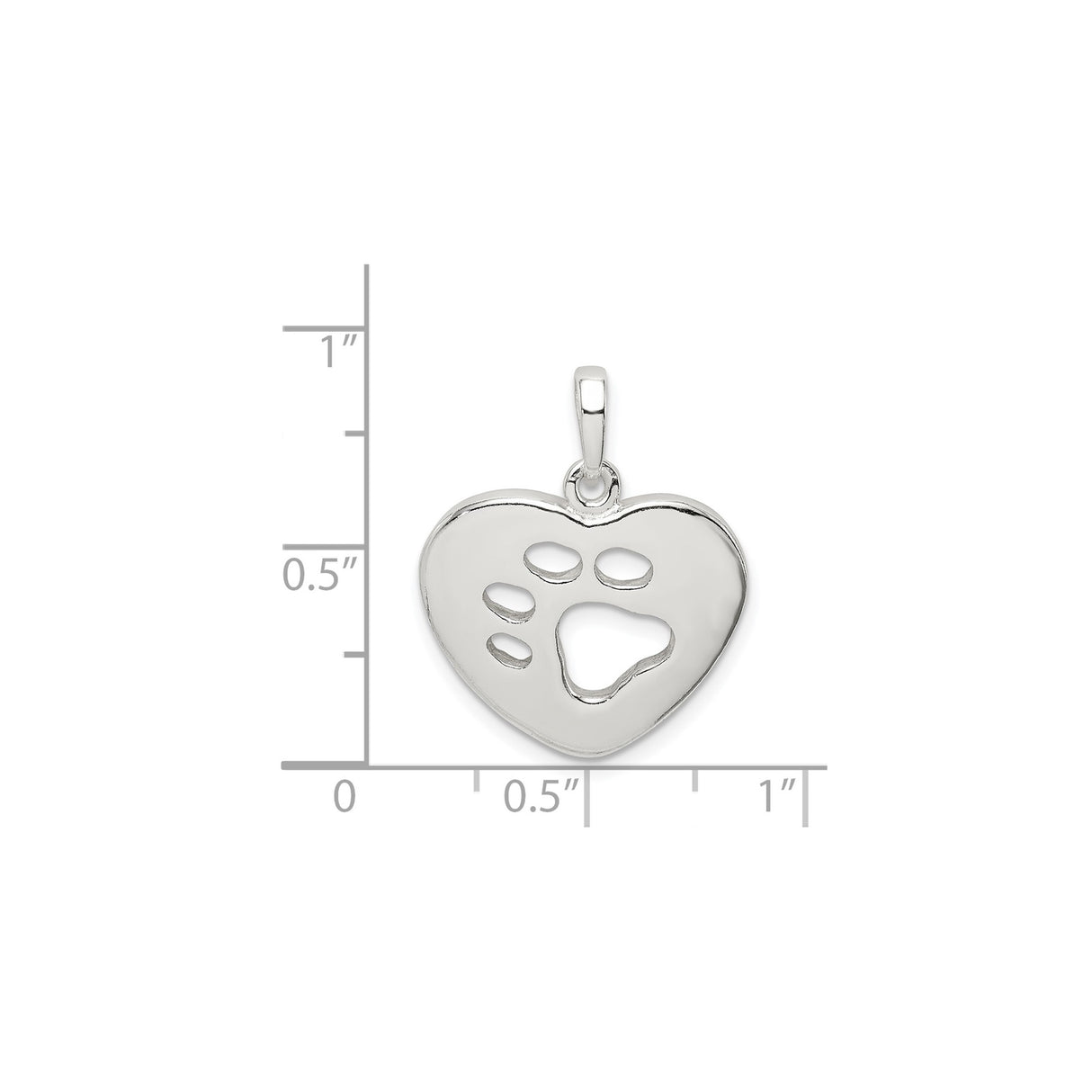 Sterling Silver Heart Pendant with Cut-Out Paw Design, Pet Memorial Jewelry for Women
