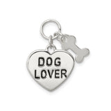 Sterling Silver Heart Dog Lover Pendant with Bone Charm, Pet Keepsake Jewelry for Men and Women