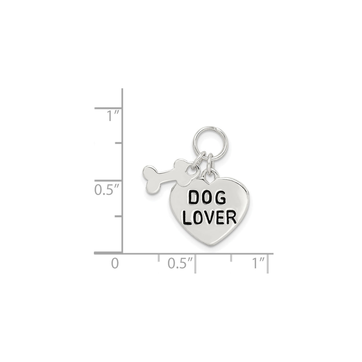 Sterling Silver Heart Dog Lover Pendant with Bone Charm, Pet Keepsake Jewelry for Men and Women