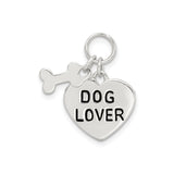 Sterling Silver Heart Dog Lover Pendant with Bone Charm, Pet Keepsake Jewelry for Men and Women
