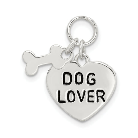 Sterling Silver Heart Dog Lover Pendant with Bone Charm, Pet Keepsake Jewelry for Men and Women