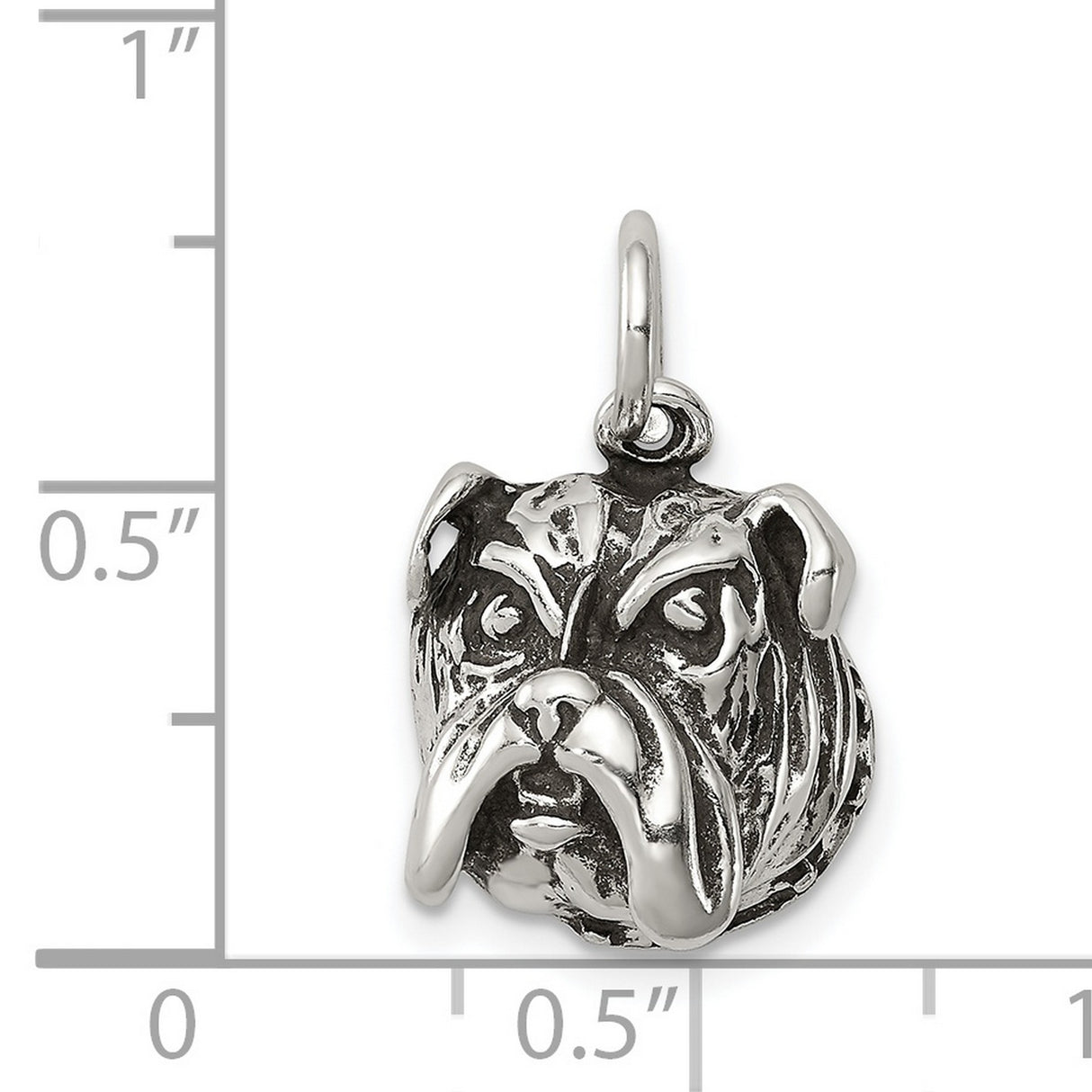 Sterling Silver Bulldog Head Pendant, Realistic Dog Lover Charm, Unisex Pet Breed Jewelry