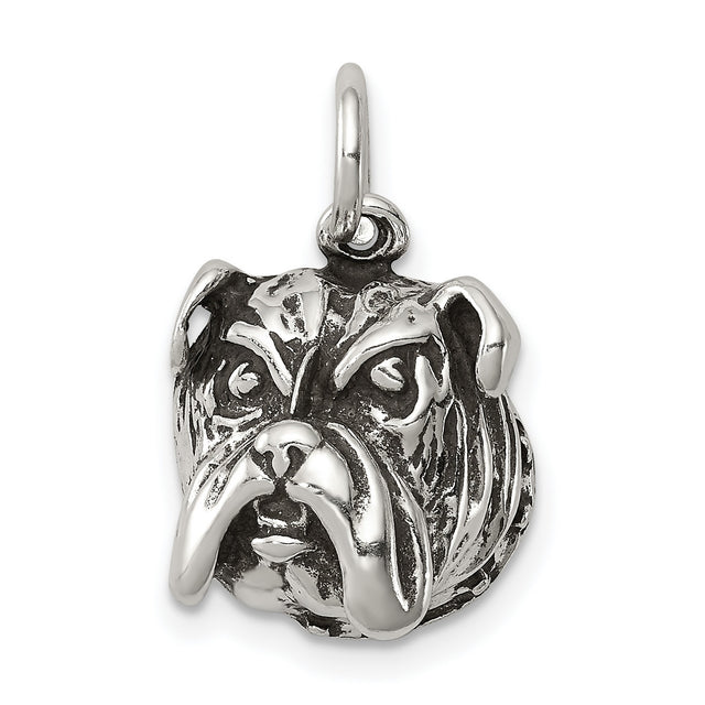 Sterling Silver Bulldog Head Pendant, Realistic Dog Lover Charm, Unisex Pet Breed Jewelry