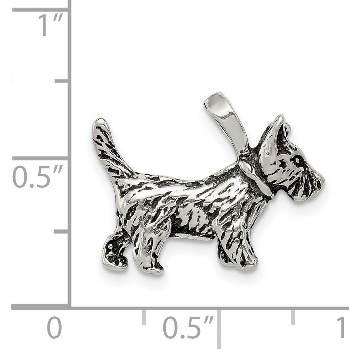 Sterling Silver Scottish Terrier Pendant with Textured Dog Silhouette Charm for Women or Unisex Wear