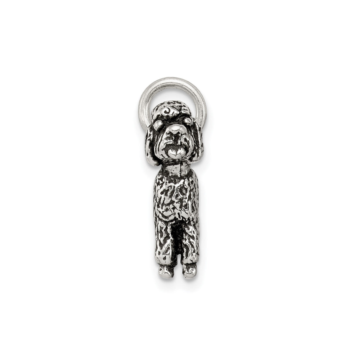 Sterling Silver Poodle Dog Charm Pendant, Realistic 3D Animal Design for Women