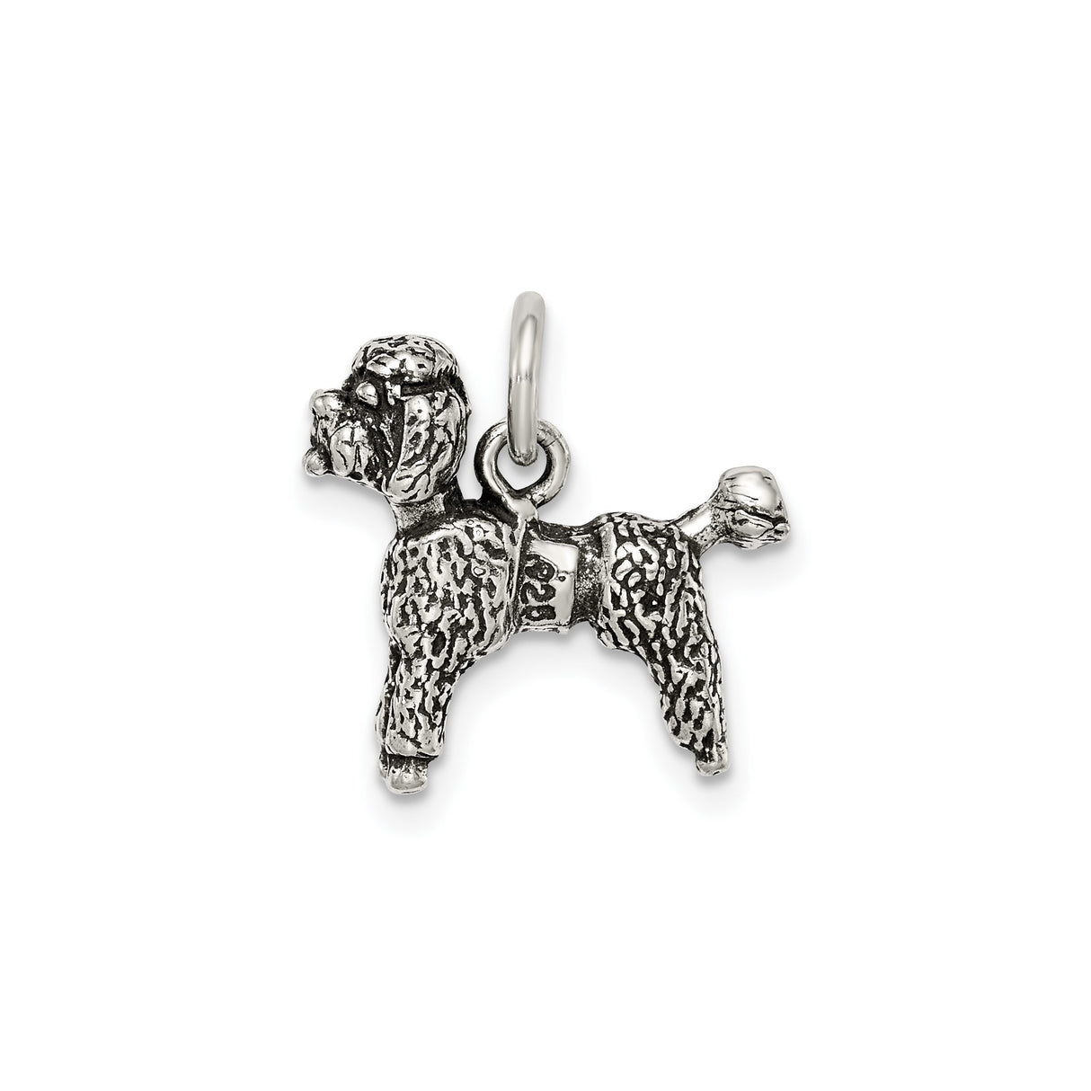 Sterling Silver Poodle Dog Charm Pendant, Realistic 3D Animal Design for Women