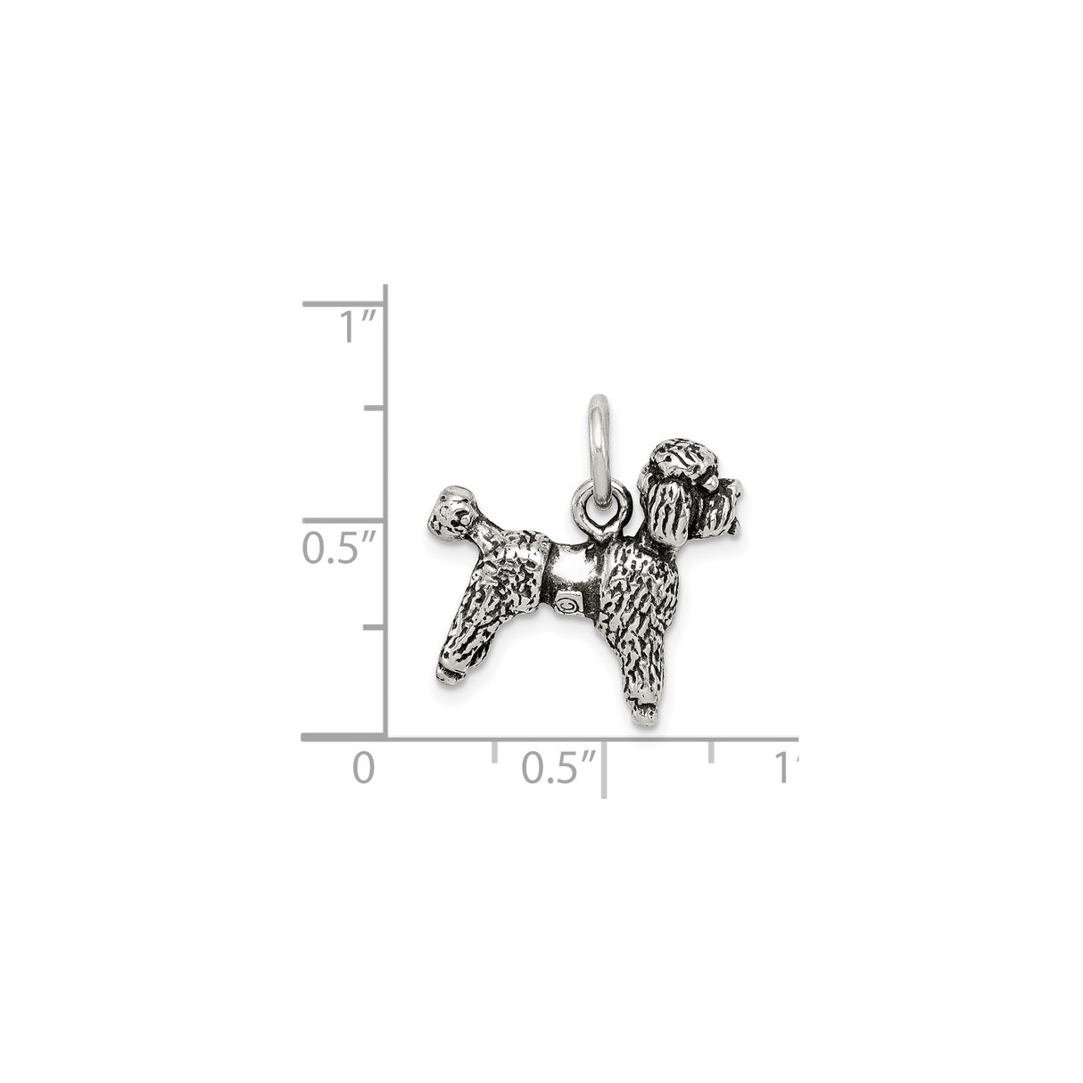 Sterling Silver Poodle Dog Charm Pendant, Realistic 3D Animal Design for Women