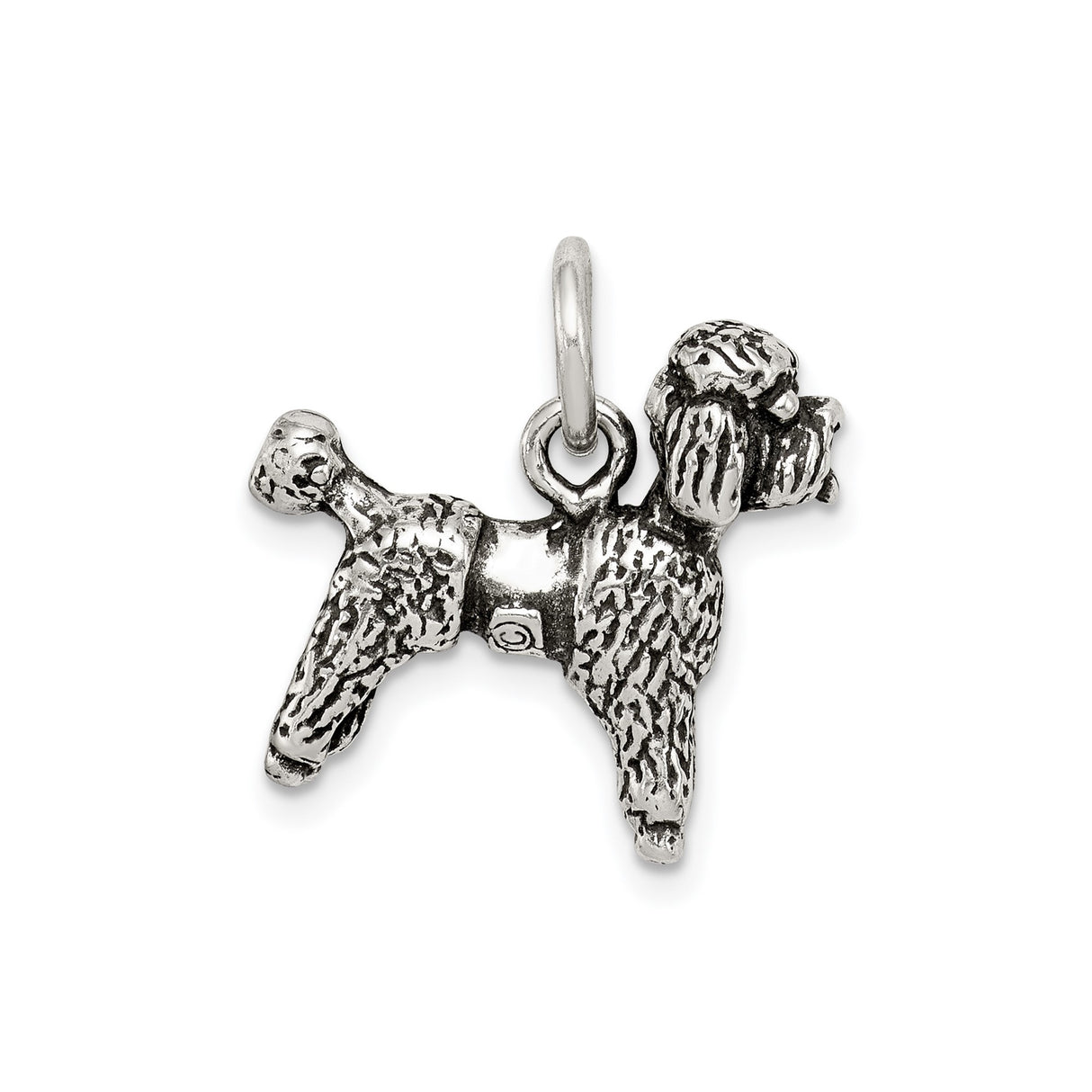 Sterling Silver Poodle Dog Charm Pendant, Realistic 3D Animal Design for Women