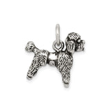 Sterling Silver Poodle Dog Charm Pendant, Realistic 3D Animal Design for Women