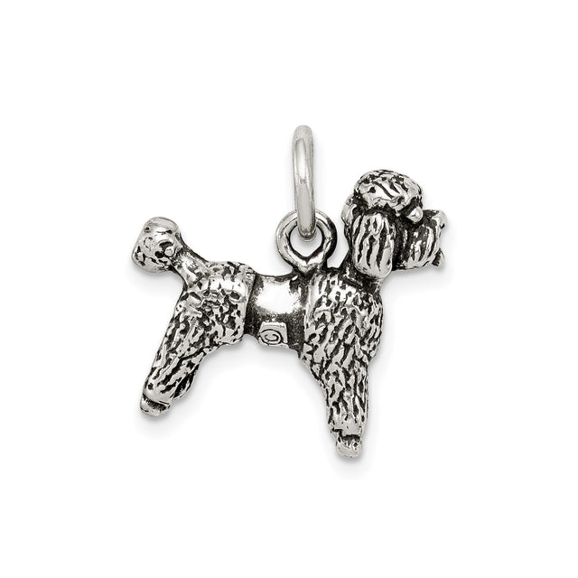Sterling Silver Poodle Dog Charm Pendant, Realistic 3D Animal Design for Women