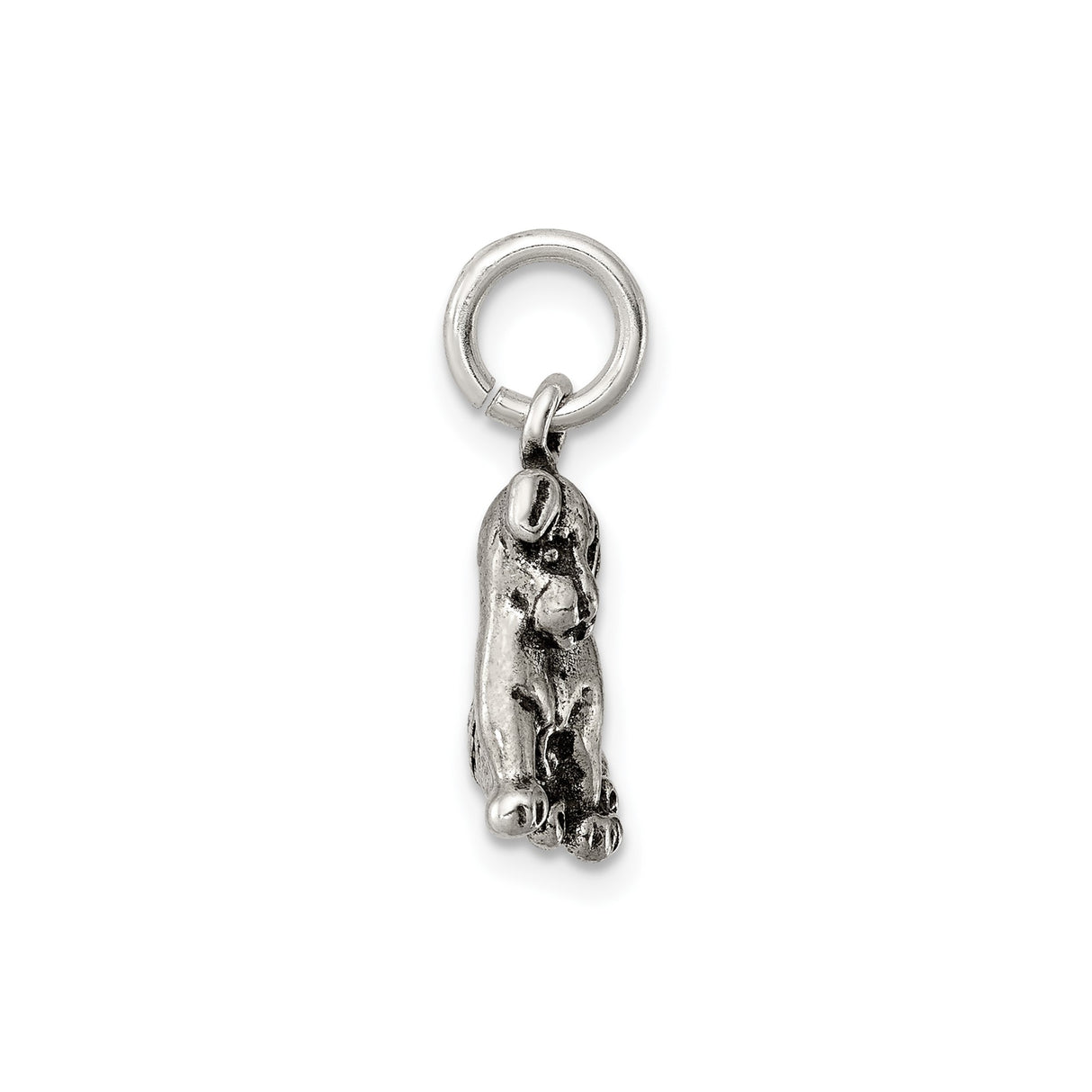 Sterling Silver Dog Pendant with Detailed Sitting Puppy Charm for Animal Lovers