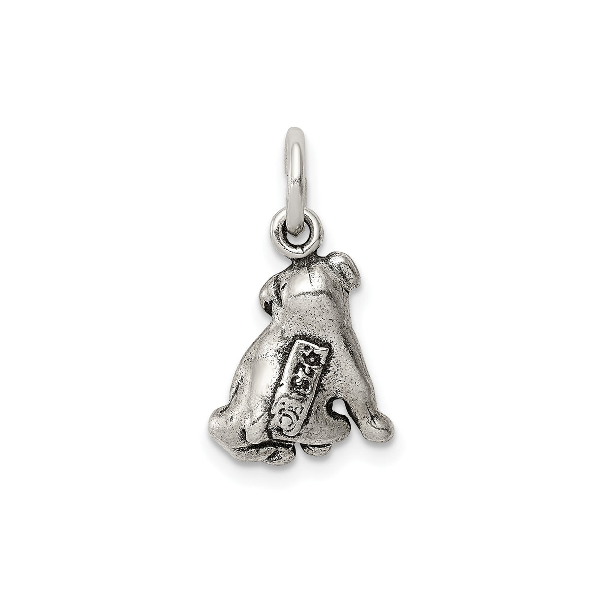Sterling Silver Dog Pendant with Detailed Sitting Puppy Charm for Animal Lovers