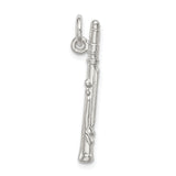 Sterling Silver Flute Charm Pendant, Musical Instrument Jewelry for Musicians and Music Lovers