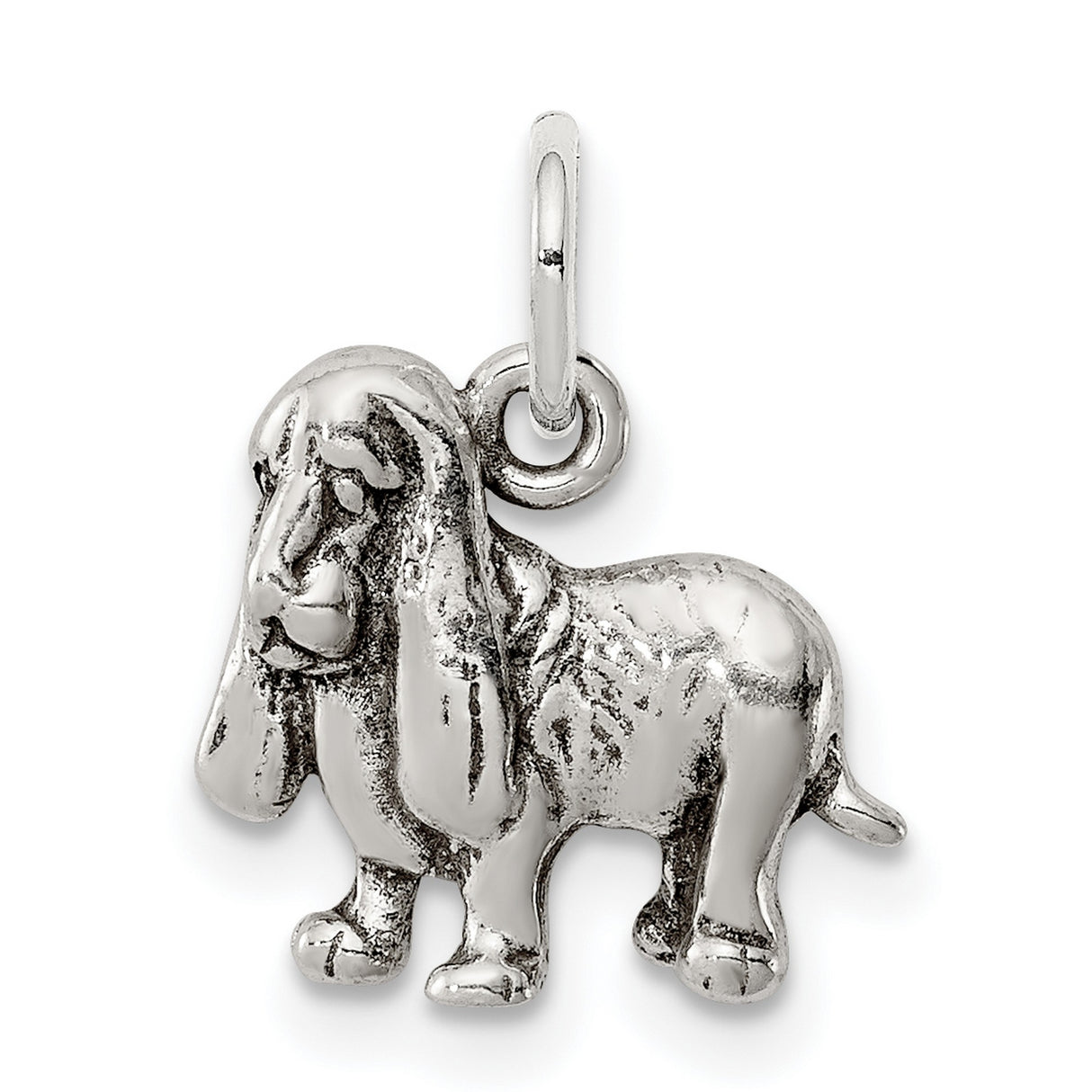 Sterling Silver Basset Hound Dog Pendant, Realistic Pet Charm for Women or Unisex Wear