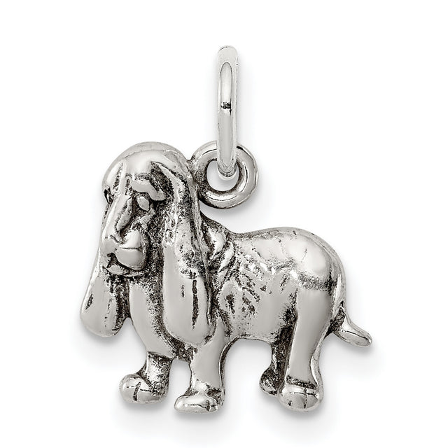 Sterling Silver Basset Hound Dog Pendant, Realistic Pet Charm for Women or Unisex Wear