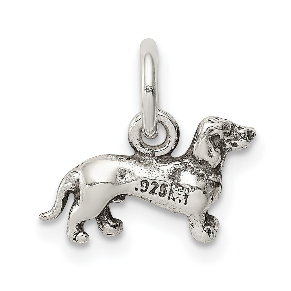 Sterling Silver Dachshund Dog Charm Pendant, Detailed Hound Design for Women or Unisex