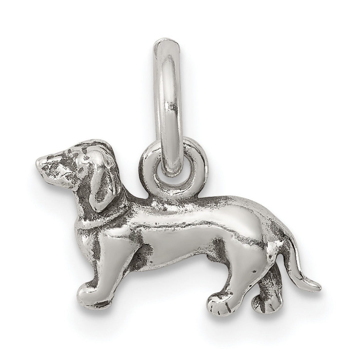 Sterling Silver Dachshund Dog Charm Pendant, Detailed Hound Design for Women or Unisex
