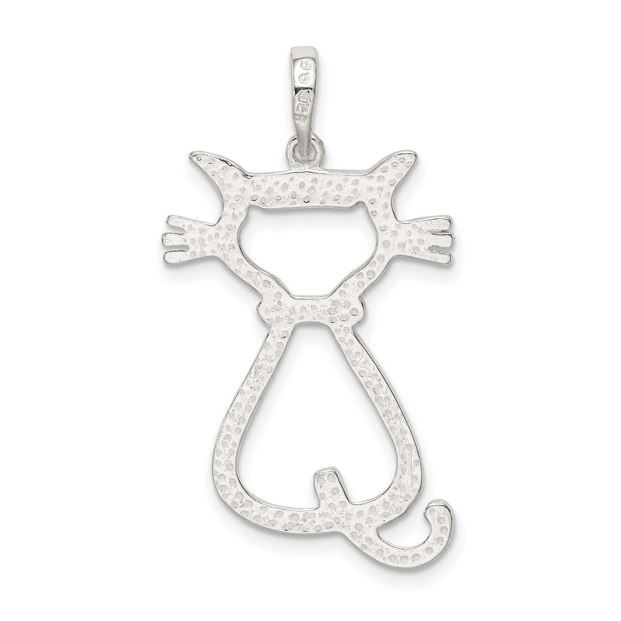 Polished Cat Charm Pendant in Real 925 Sterling Silver