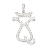 Polished Cat Charm Pendant in Real 925 Sterling Silver