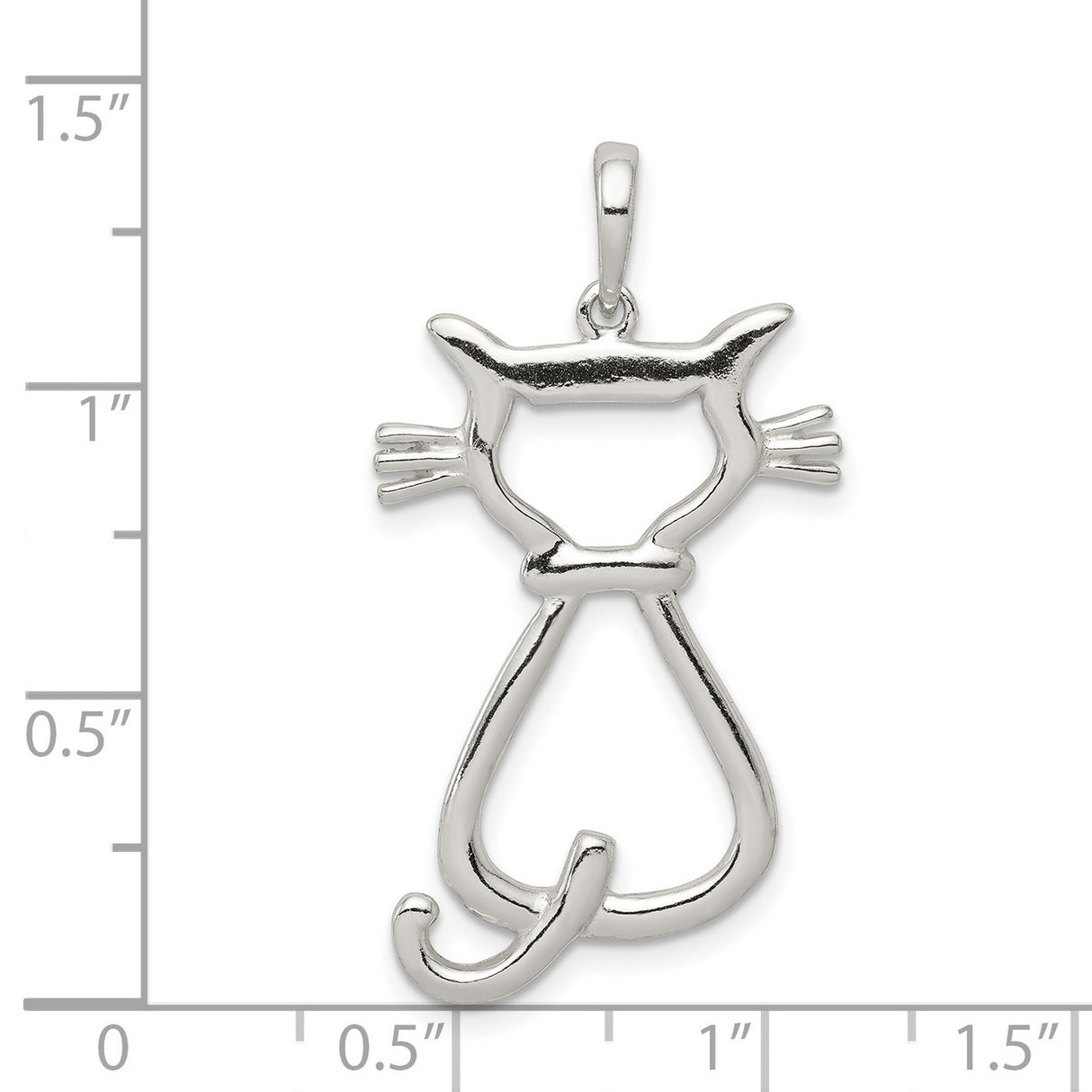 Polished Cat Charm Pendant in Real 925 Sterling Silver