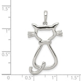 Polished Cat Charm Pendant in Real 925 Sterling Silver