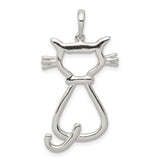 Polished Cat Charm Pendant in Real 925 Sterling Silver