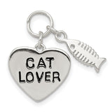 Cat Lover Charm Pendant in Real 925 Sterling Silver