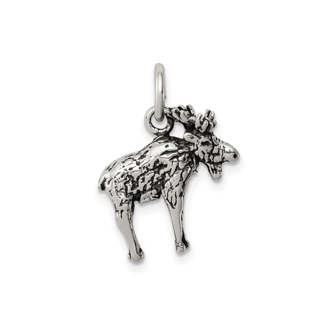 Sterling Silver Moose Pendant with 3D Detailed Design, Rustic Wildlife Theme for Women or Unisex