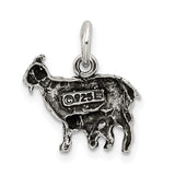 Antiqued Goat Charm Pendant in Real 925 Sterling Silver