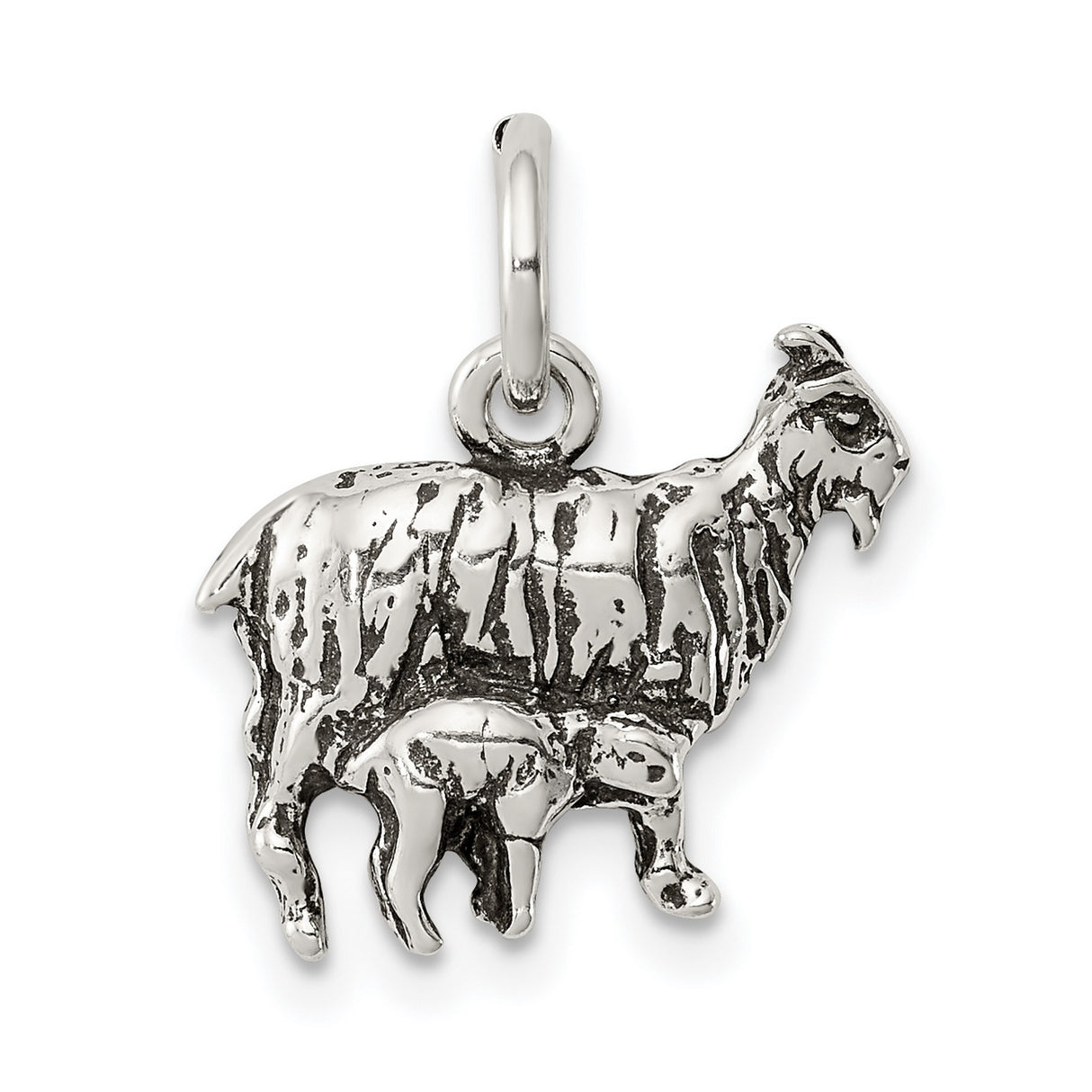 Antiqued Goat Charm Pendant in Real 925 Sterling Silver